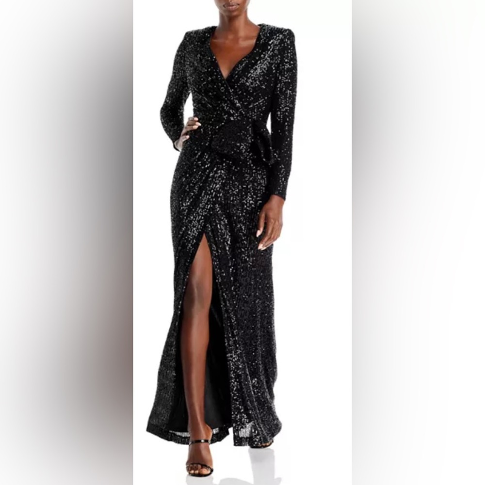 Eliza J Sequined Wrap Gown